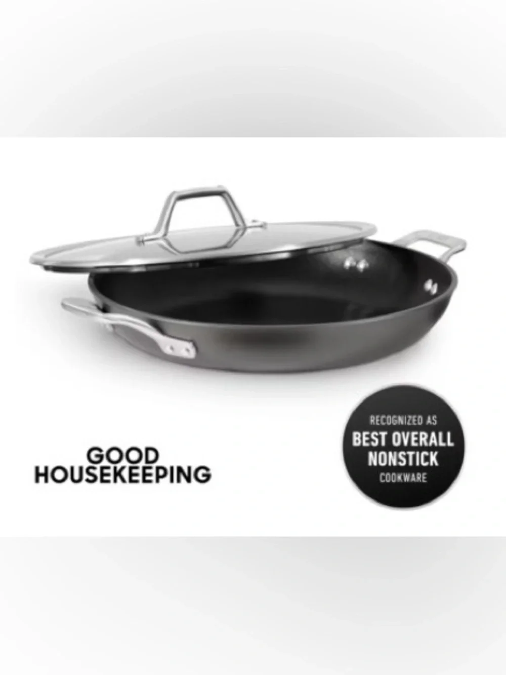 Calphalon Black Nonstick Covered Sauté Pan with Stainless Handles BNIB